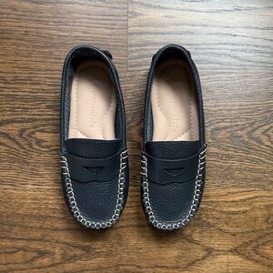 Elephantito Navy Blue Leather Toddler Loafers